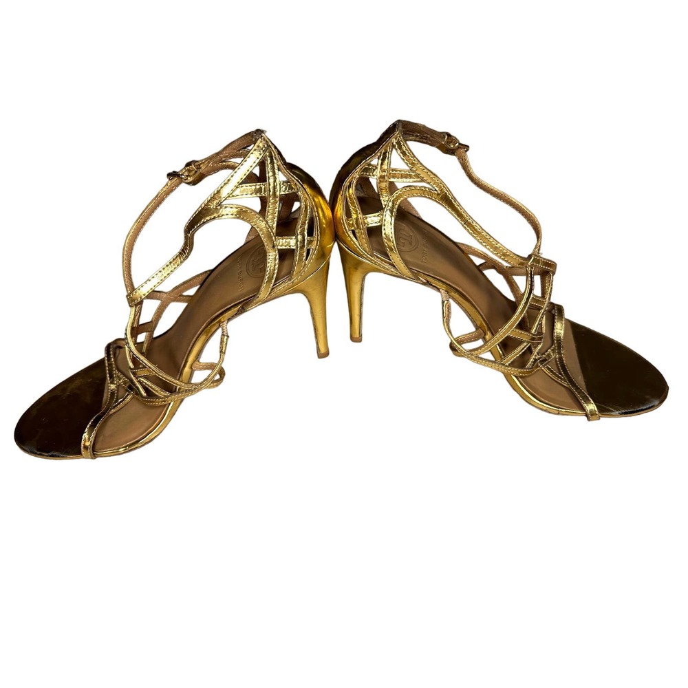 Tory Burch Amalie Metallic Cage Sandal, Gold sz 10